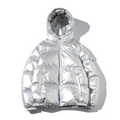 Casaco Puffer Masculina Ártico Silver com Capuz