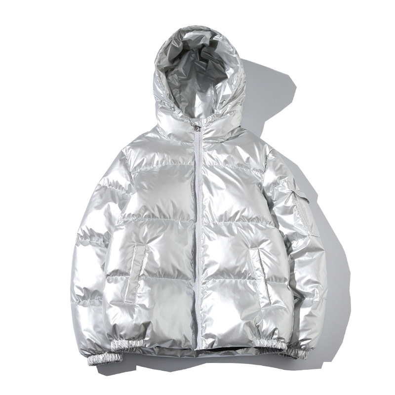 Casaco Puffer Masculina Ártico Silver com Capuz