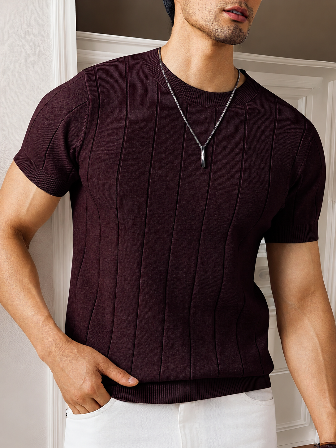 T-shirt Masculina em Tricot Premium Canelado