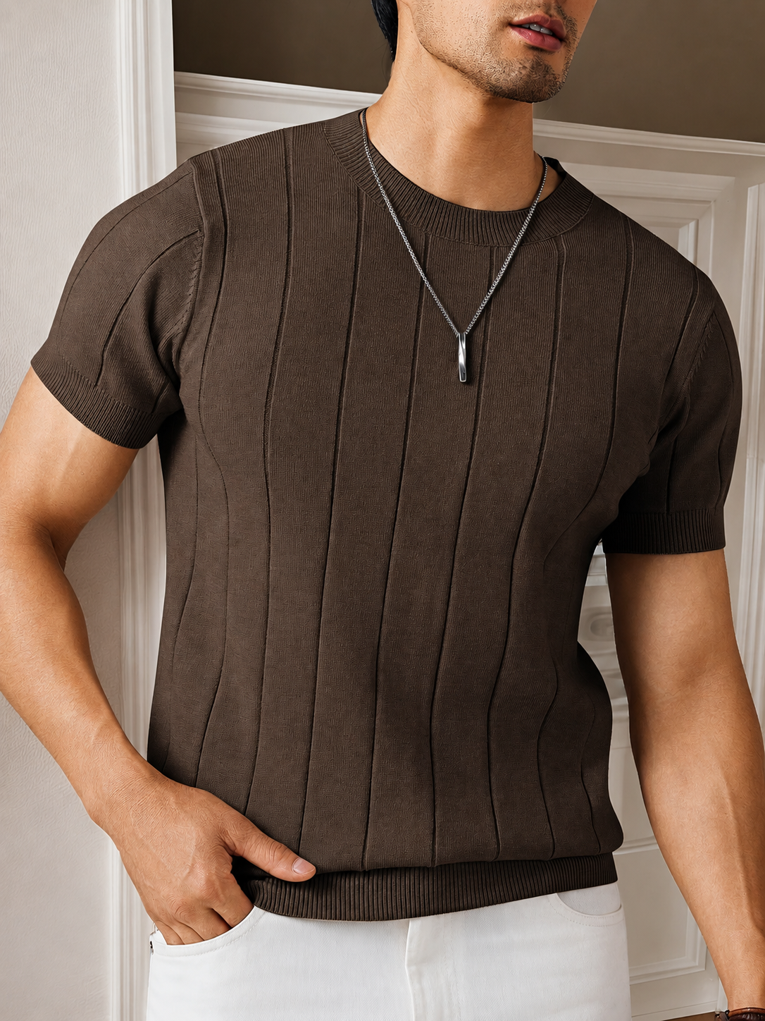 T-shirt Masculina em Tricot Premium Canelado