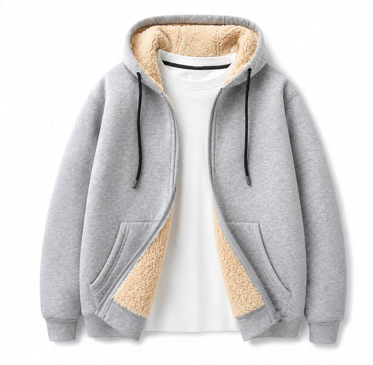 Casaco Masculino Everest Fleece com Capuz e Forro Sherpa