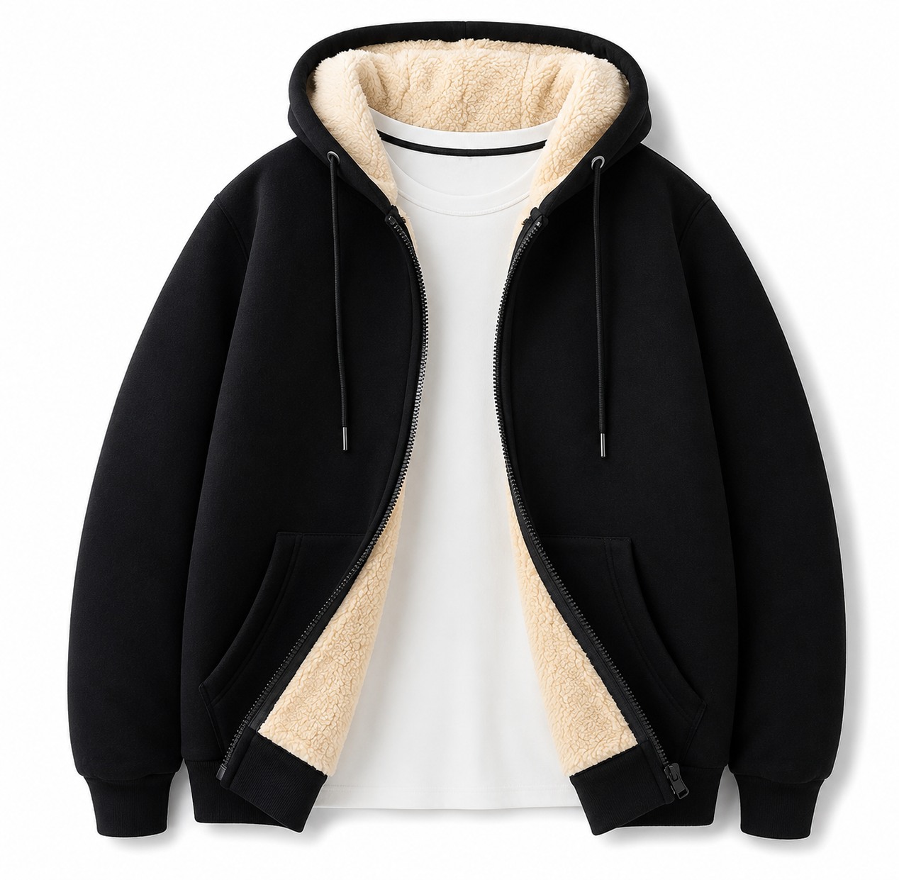 Casaco Masculino Everest Fleece com Capuz e Forro Sherpa