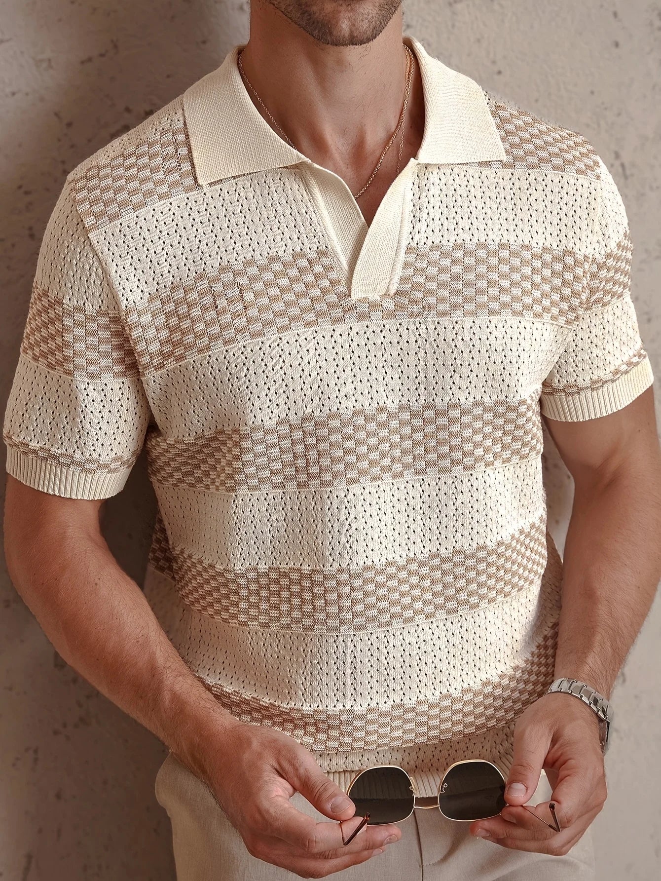 Polo Masculina em Tricot Premium Texturizado