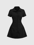 Vestido Feminino Chemise Canelado com Botões