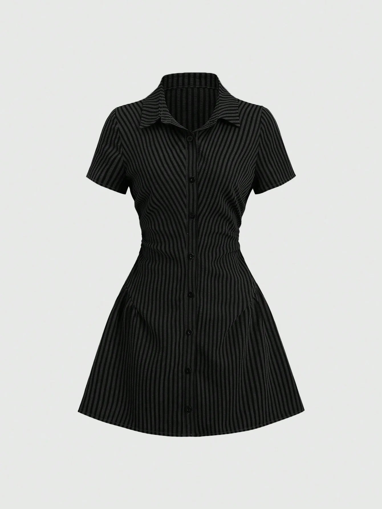 Vestido Feminino Chemise Canelado com Botões